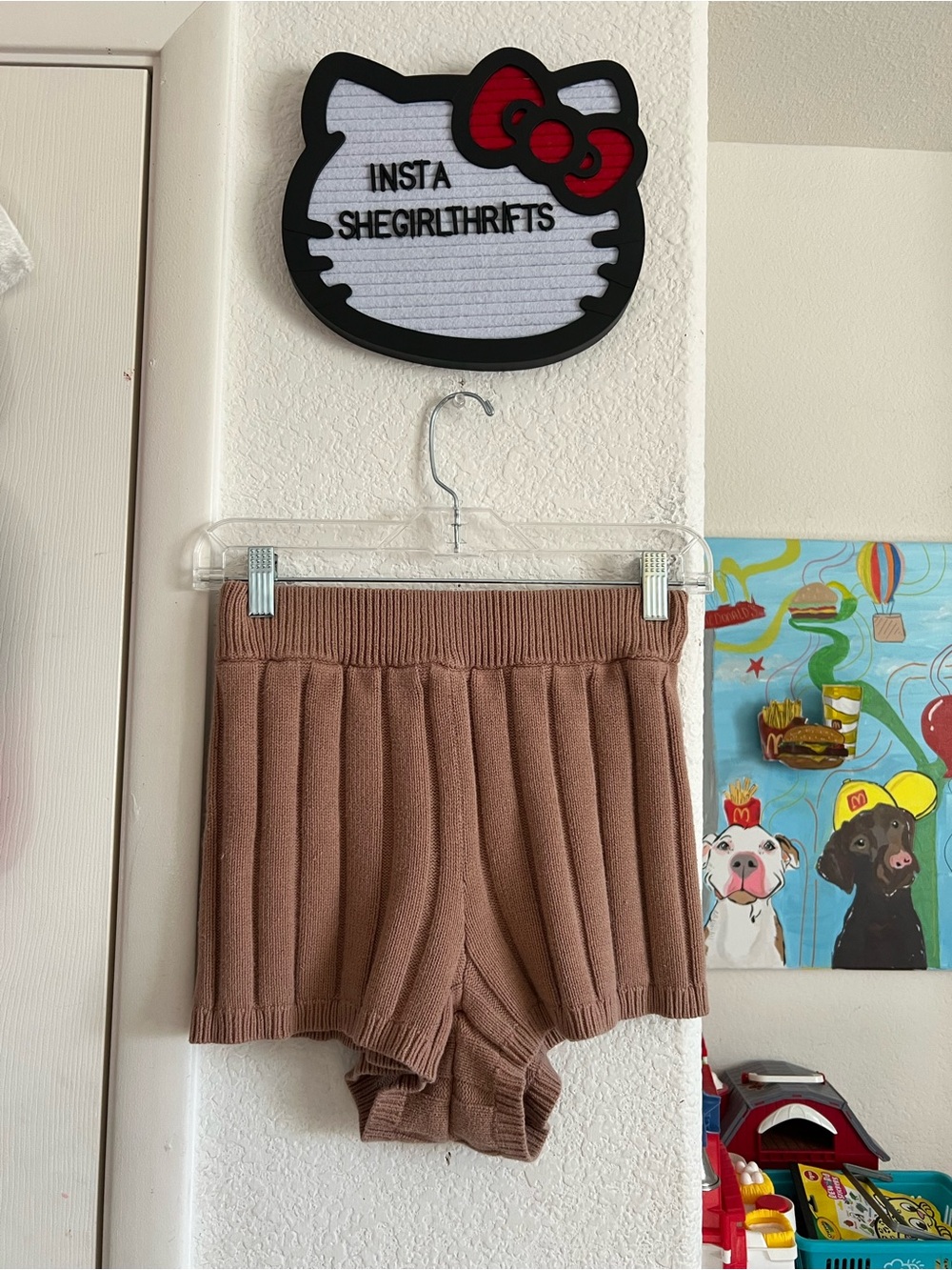 LA hearts brown ribbed shorts